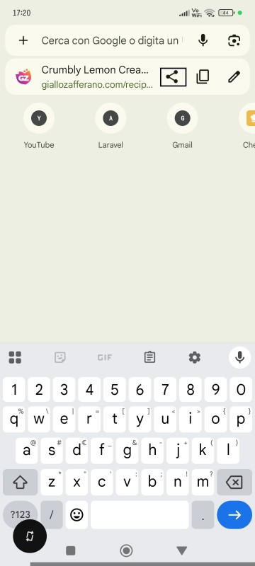 Share recipe link from browser